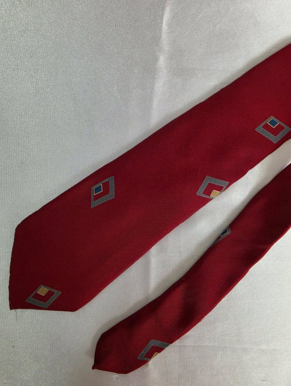 Lanvin Burgundy 100% Silk Tie with Geometric Motifs